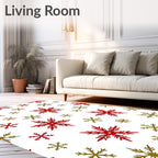 Crimson Gold Snowflake Scatter Rug