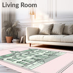 Neoclassical Building Mint Green Outline Rug