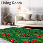 Vibrant Red Berry Pine Branches Rug