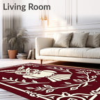 Deep Crimson Owl Whimsy Border Rug