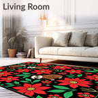 Whimsical Red Flower Sloth Garden Rug