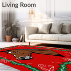 Brown Horse With Green Wreath Border Rug