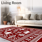 Rustic Red Deer Floral Medallion Rug