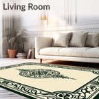 Green Floral Medallion Border Rug