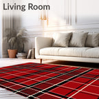Classic Red Black White Plaid Rug