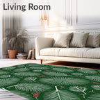 White Pine Needles Red Berries Green Rug