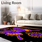 Violet Orange Butterfly Mandala Rug