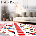 Guard Nutcracker Red White Diagonal Stripe Rug