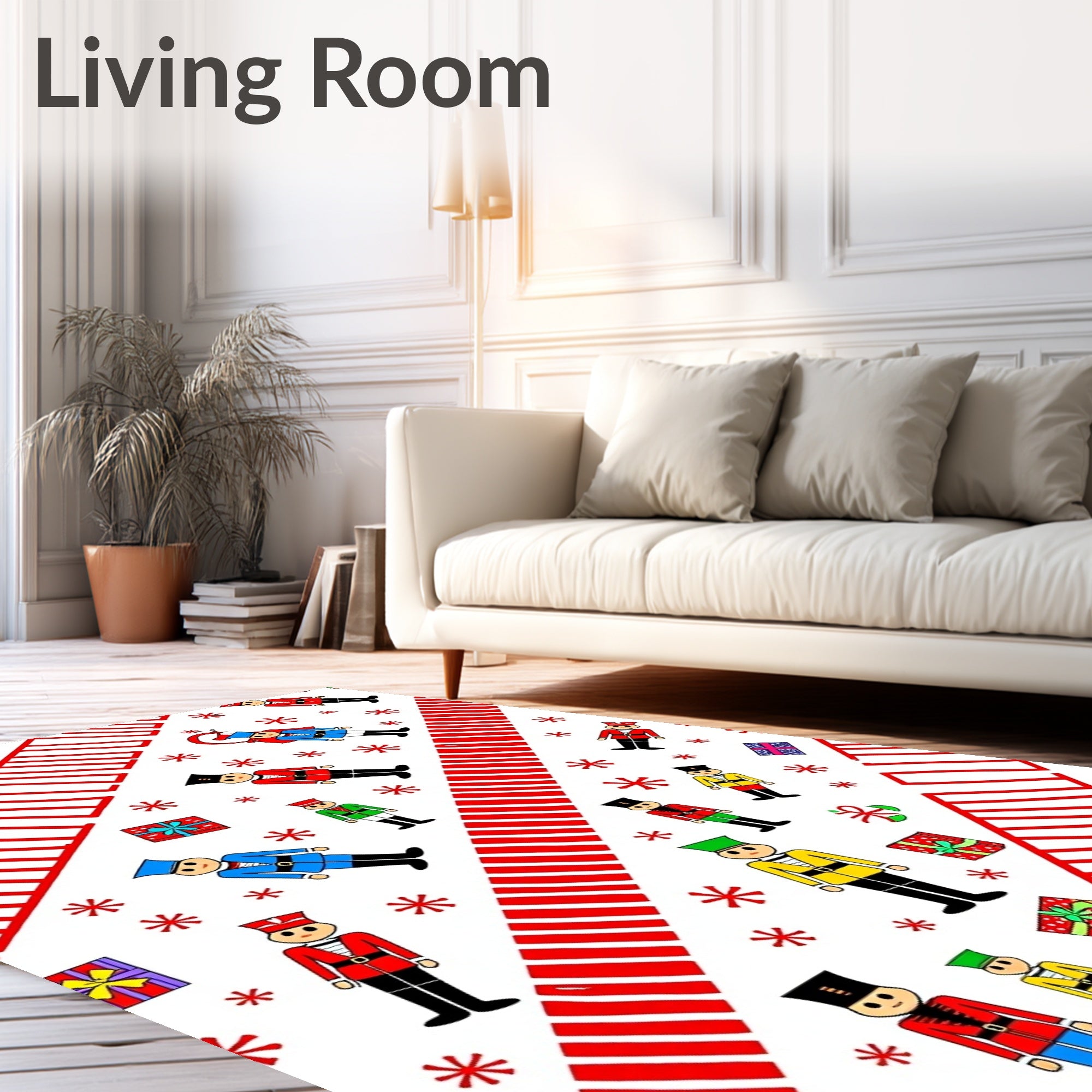 Guard Nutcracker Red White Diagonal Stripe Rug
