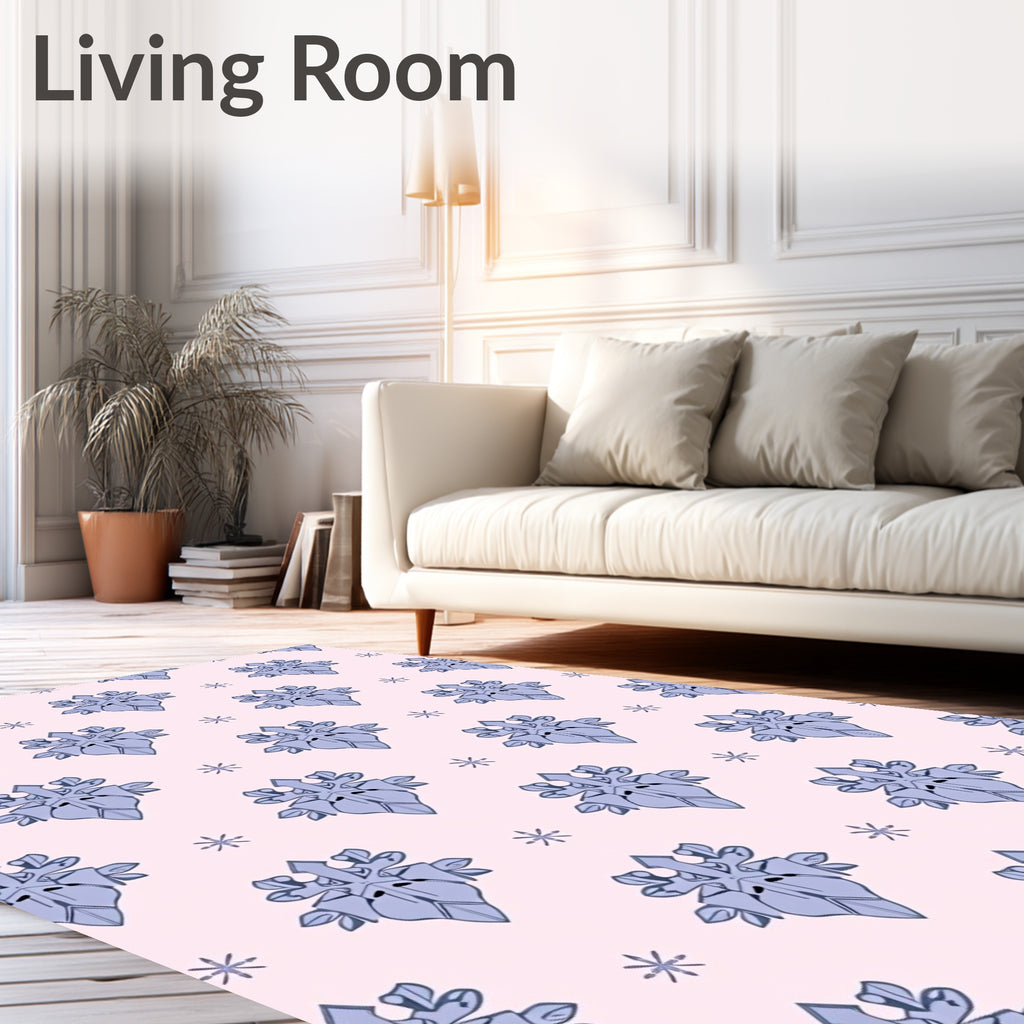 Pale Pink Blue Frost Flower Repeating Rug