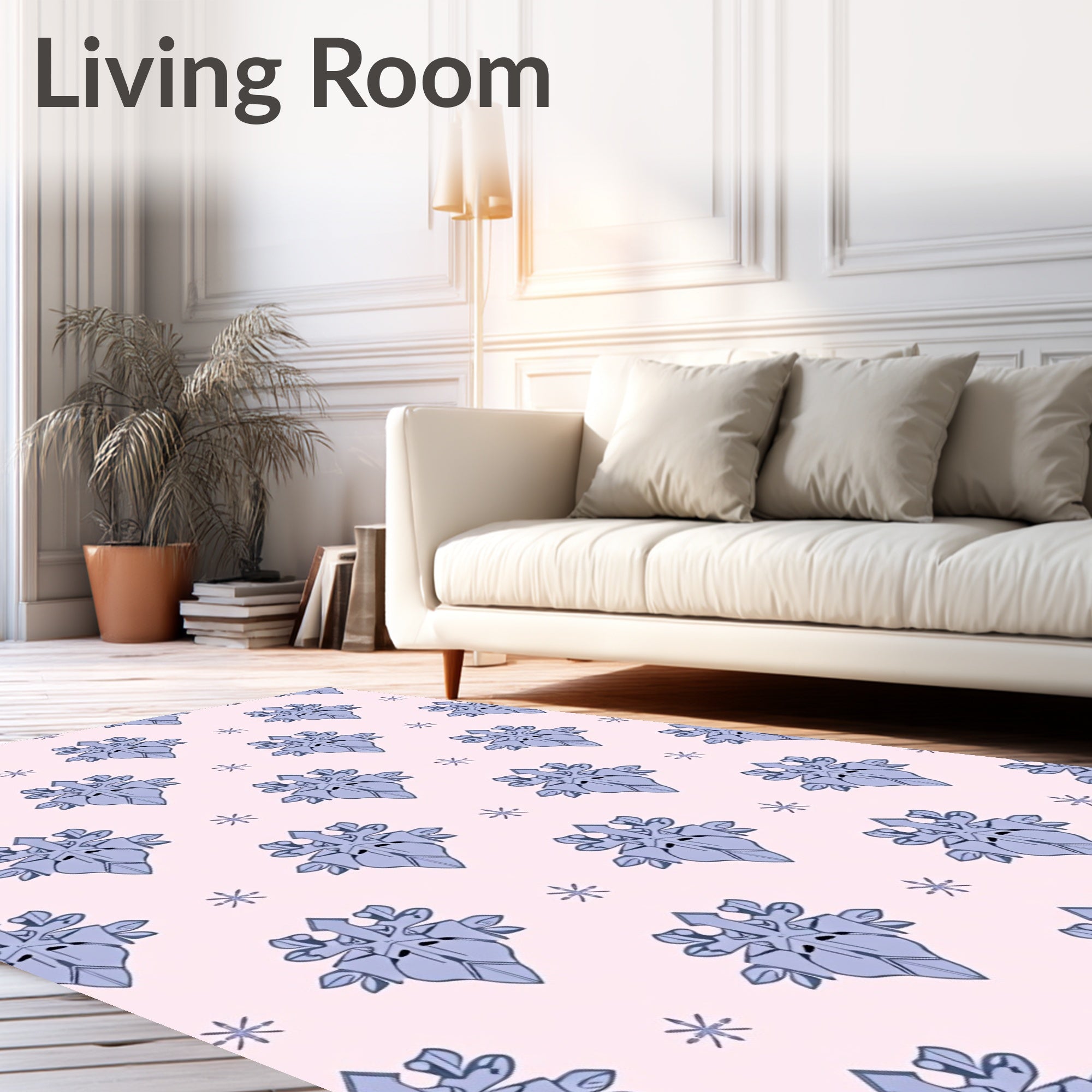 Pale Pink Blue Frost Flower Repeating Rug