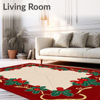 Red Festive Holly Berry Border Rug
