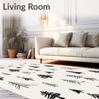 Black White Forest Pine Trees Rug