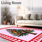 Festive Christmas Tree Gifts Candy Canes Rug