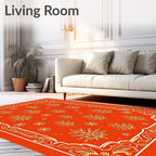Golden Floral Boughs Medallion Border Rug