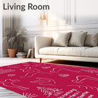 Whimsical Red Line Art Figures Rug