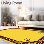 Crimson Gold Ornate Star Frame Rug