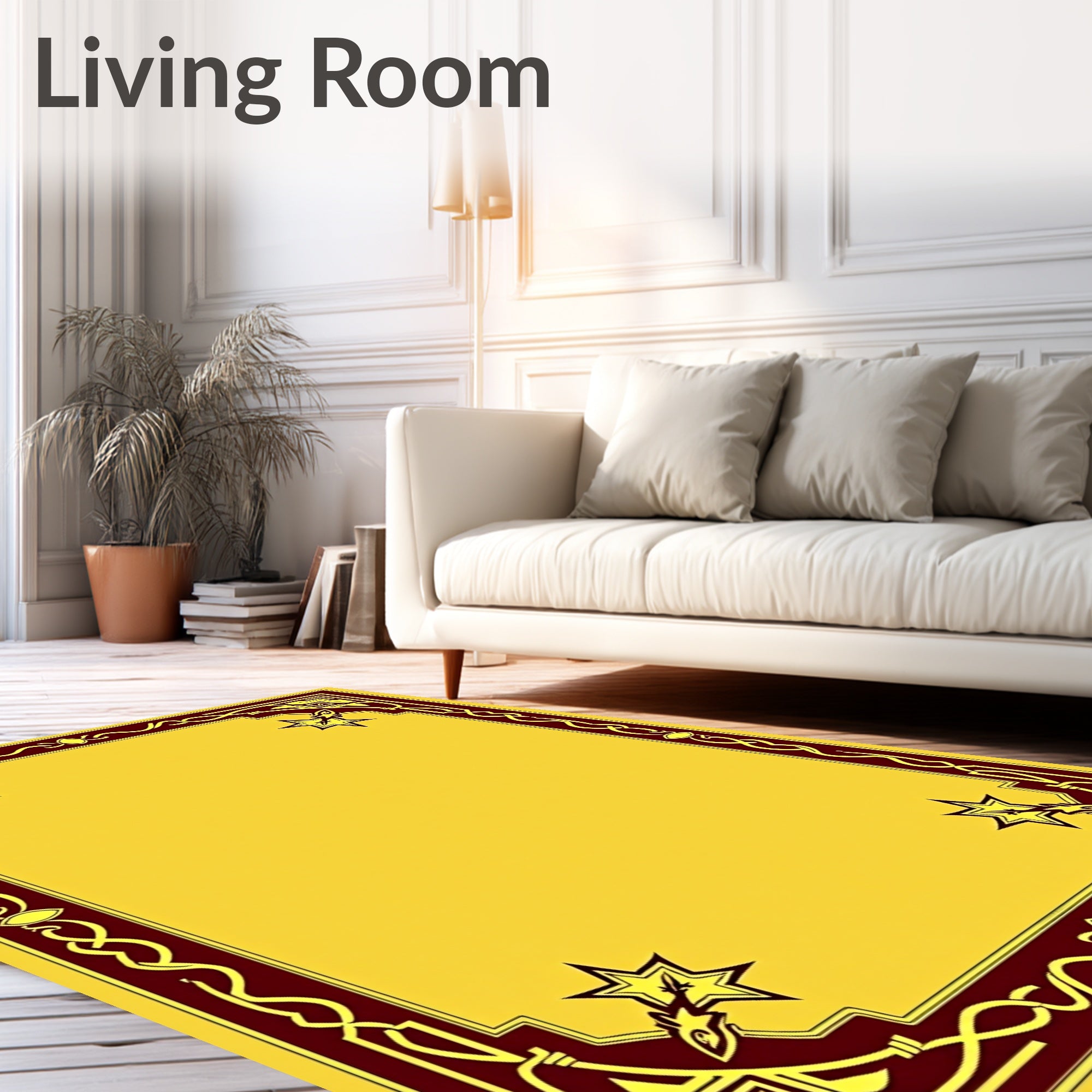 Crimson Gold Ornate Star Frame Rug