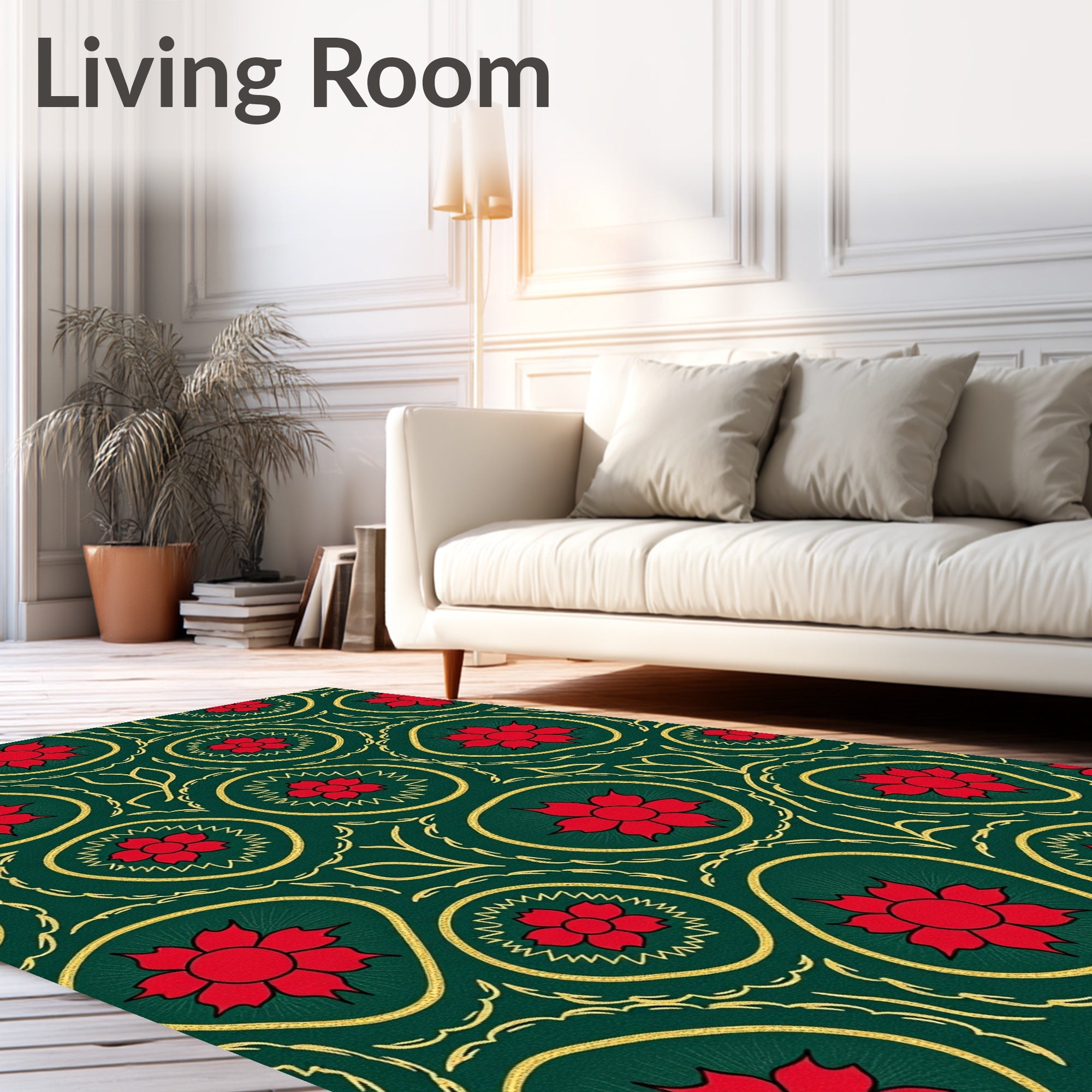 Emerald Red Floral Medallion Radiance Rug