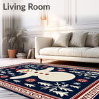 Winter Snowman Scene Folk Art Rug