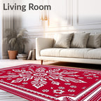 Bold Red Snowflake Medallion Rug