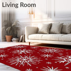Crimson and White Winter Frost Scatter Rug