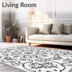 Elegant Gray Floral Mandala Rug