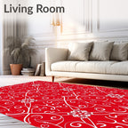Crimson White Scrolling Floral Medallion Rug