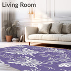 Lavender White Butterfly Floral Scroll Rug