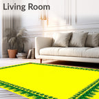 Bright Yellow Green Branch Botanical Border Rug