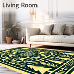Festive Yellow Reindeer Snowflake Forest Rug
