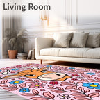 Whimsical Cow Floral Garden Rug
