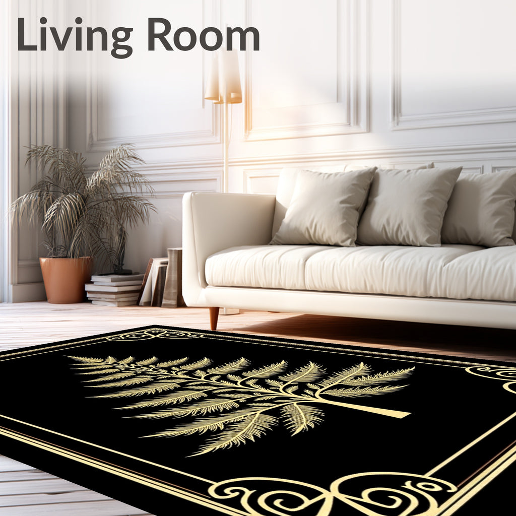 Golden Palm Tree Elaborate Border Rug