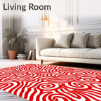 Bold Red Abstract Swirl Rug