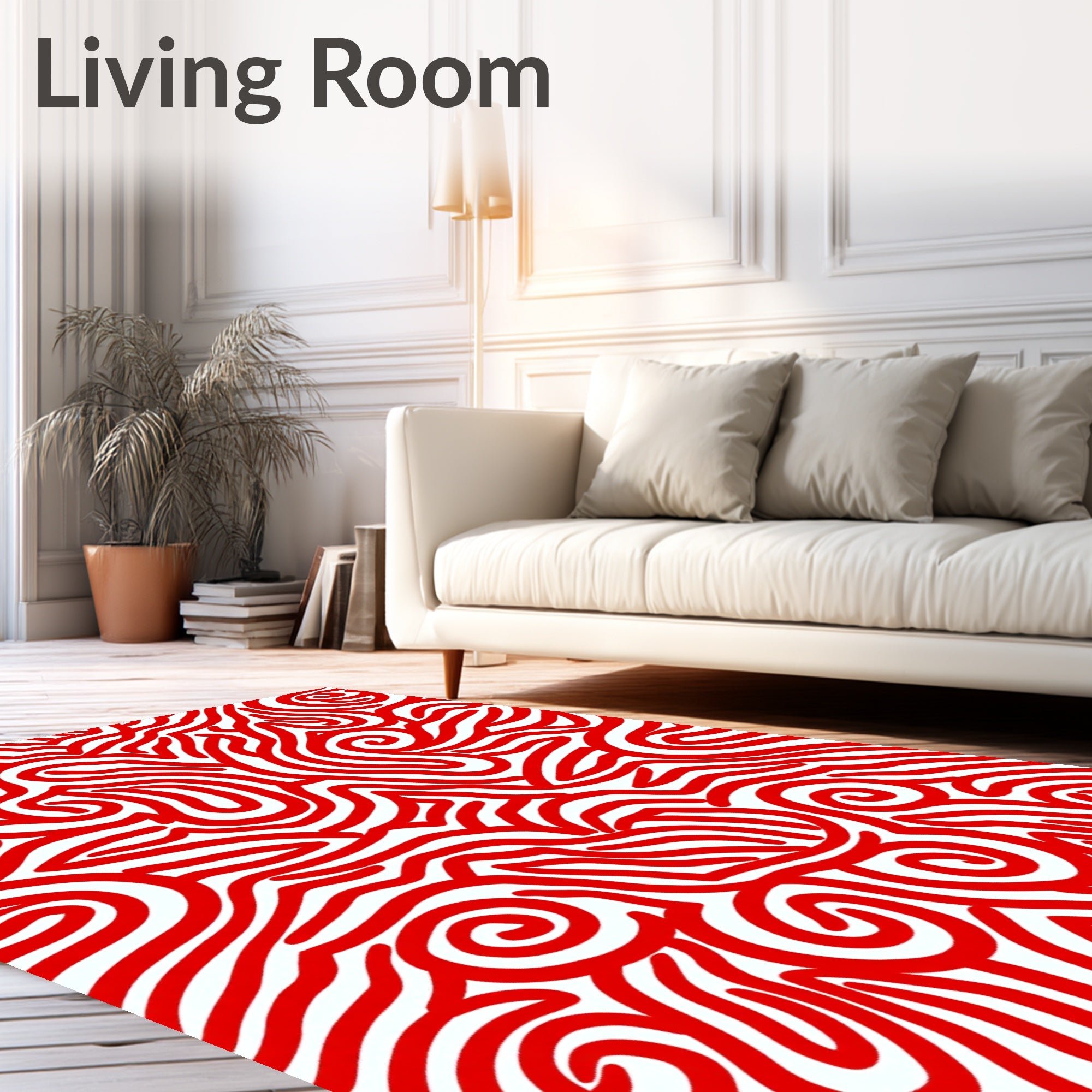 Bold Red Abstract Swirl Rug