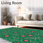 Green Red Floral Vine Scatter Rug