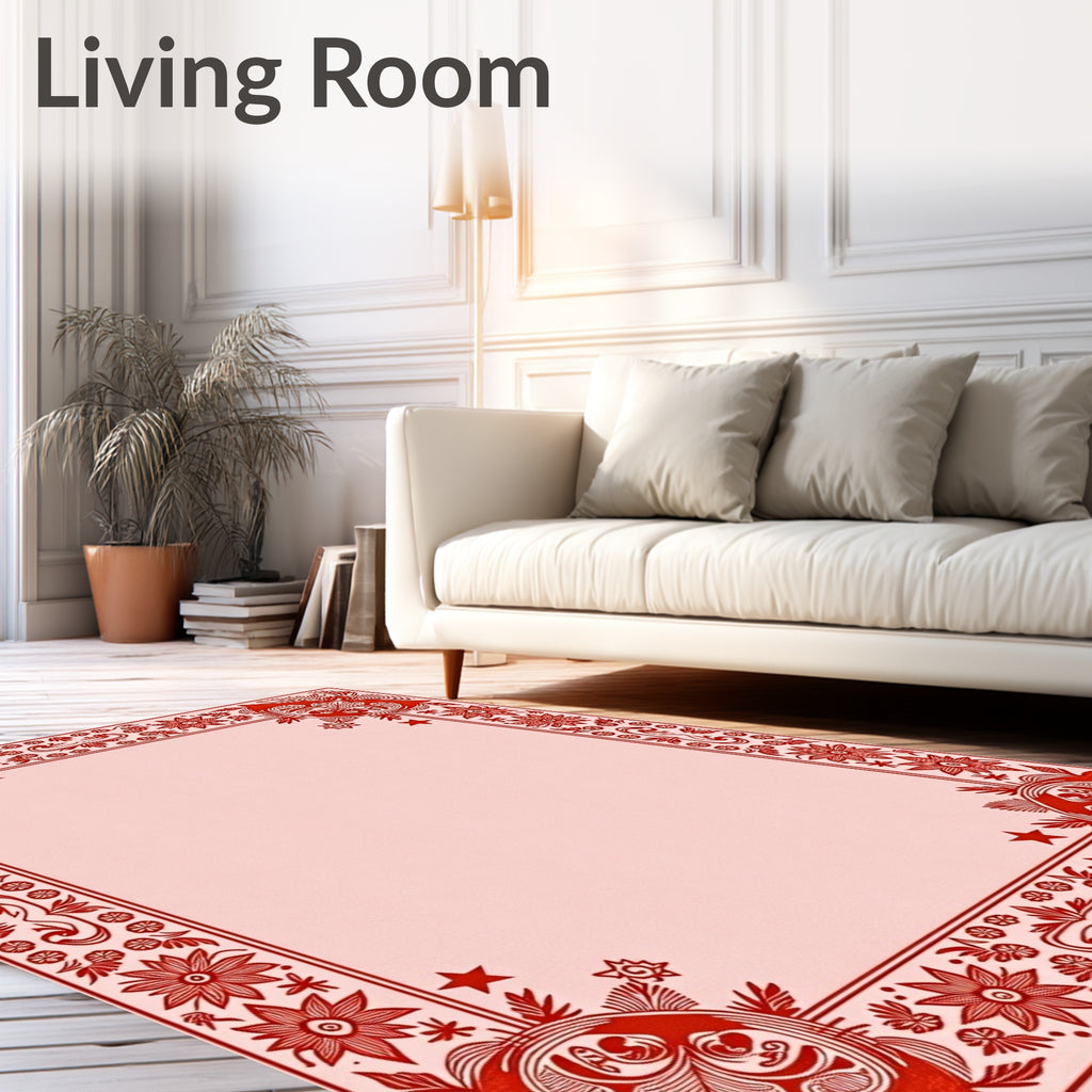 Crimson Floral Paisley Border Rug
