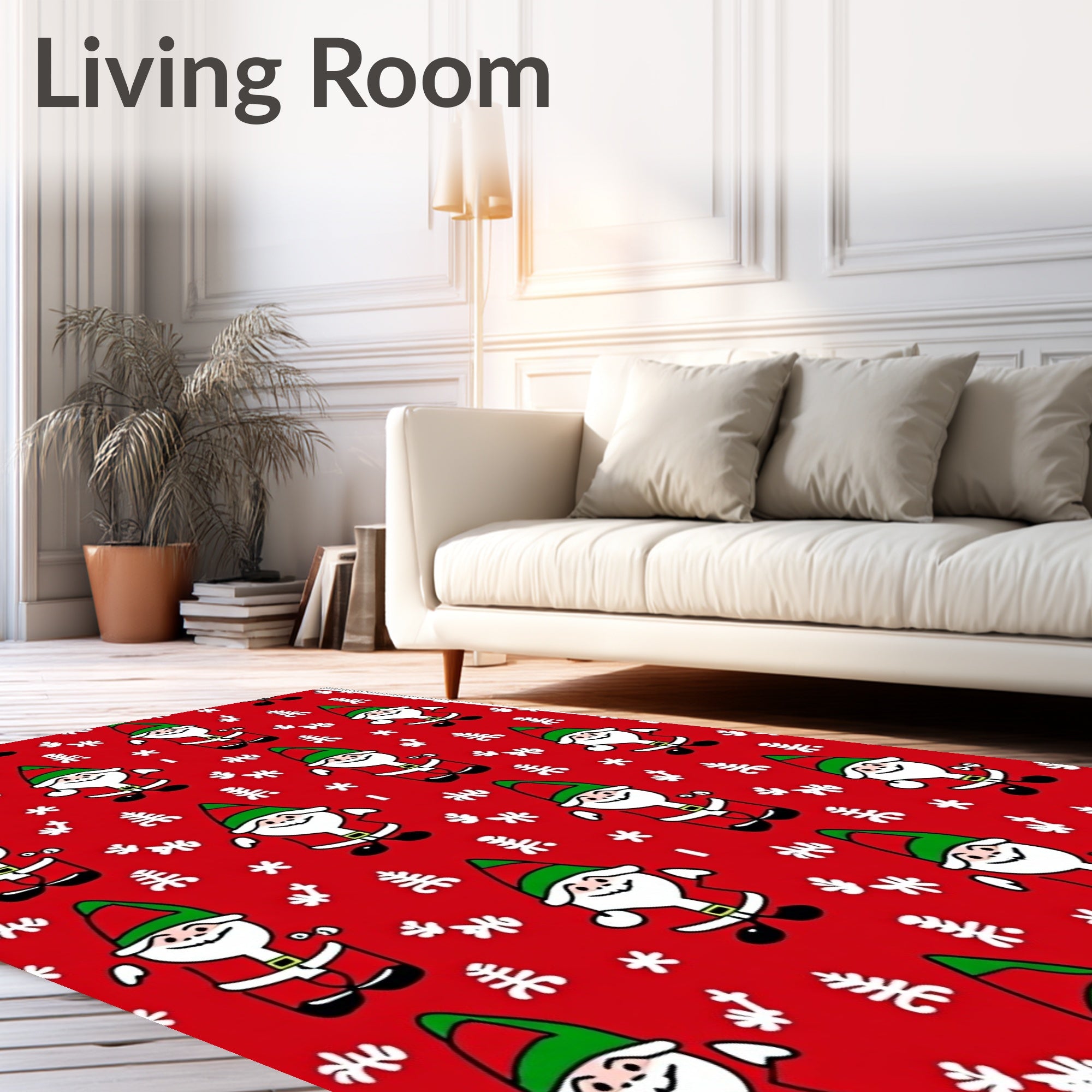 Merry Red Gnome Winter Holiday Rug