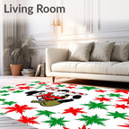 Christmas Snowman Red Green Starburst Rug
