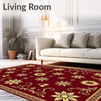 Crimson Gold Floral Bells Border Rug