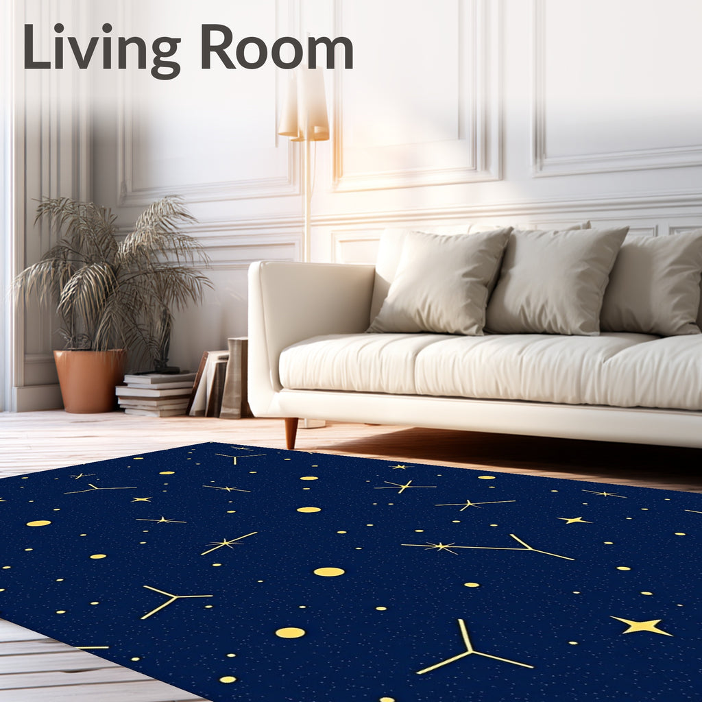 Cosmic Yellow Stars Night Rug