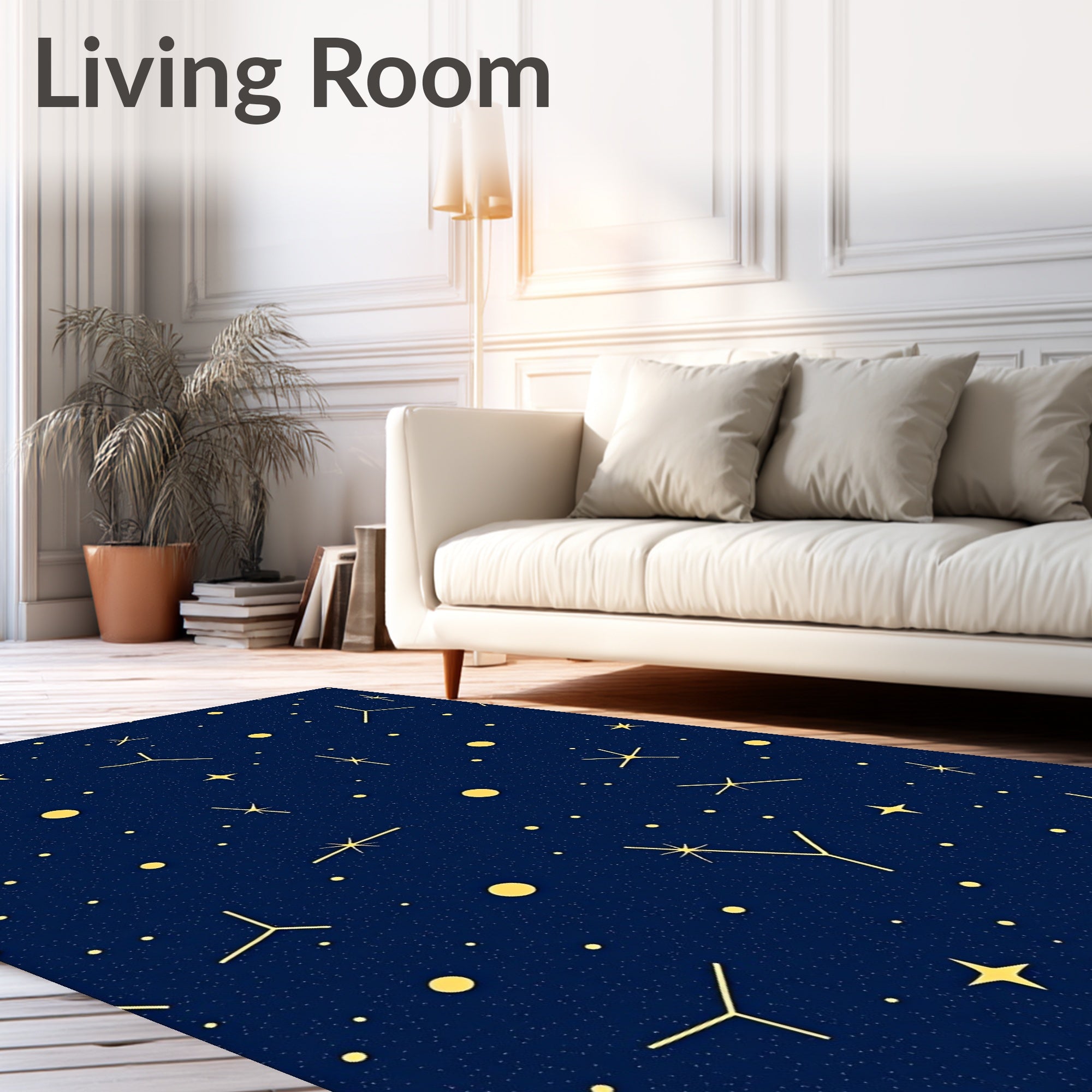Cosmic Yellow Stars Night Rug