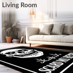 Menacing Black White Skull Portrait Rug