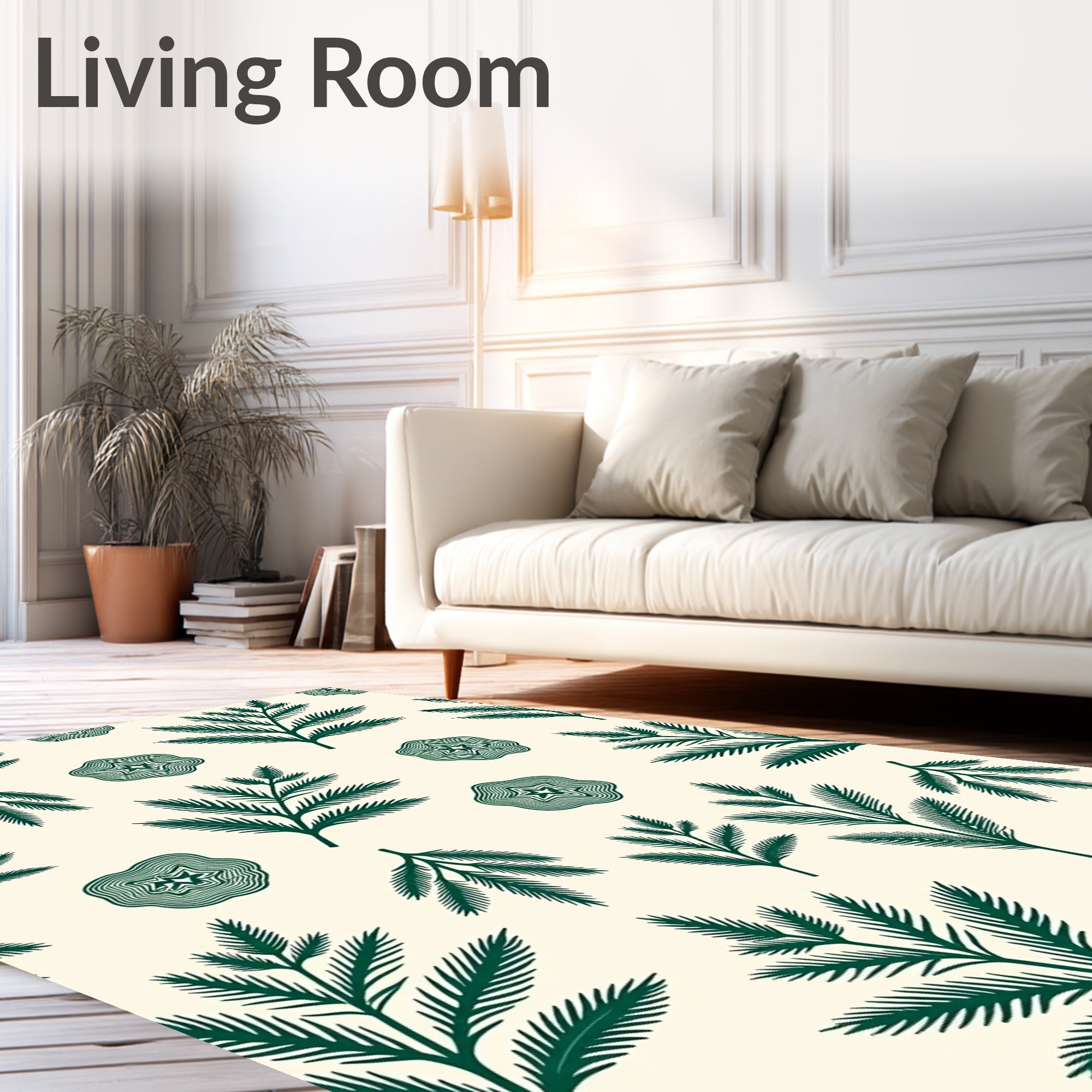 Forest Green Foliage Starburst Rug