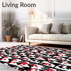 Black Red Forest Fauna Collection Rug