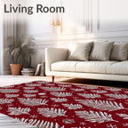 Crimson White Evergreen Snowflake Collection Rug