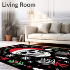 Dark Christmas Skull Tree Snowflakes Rug