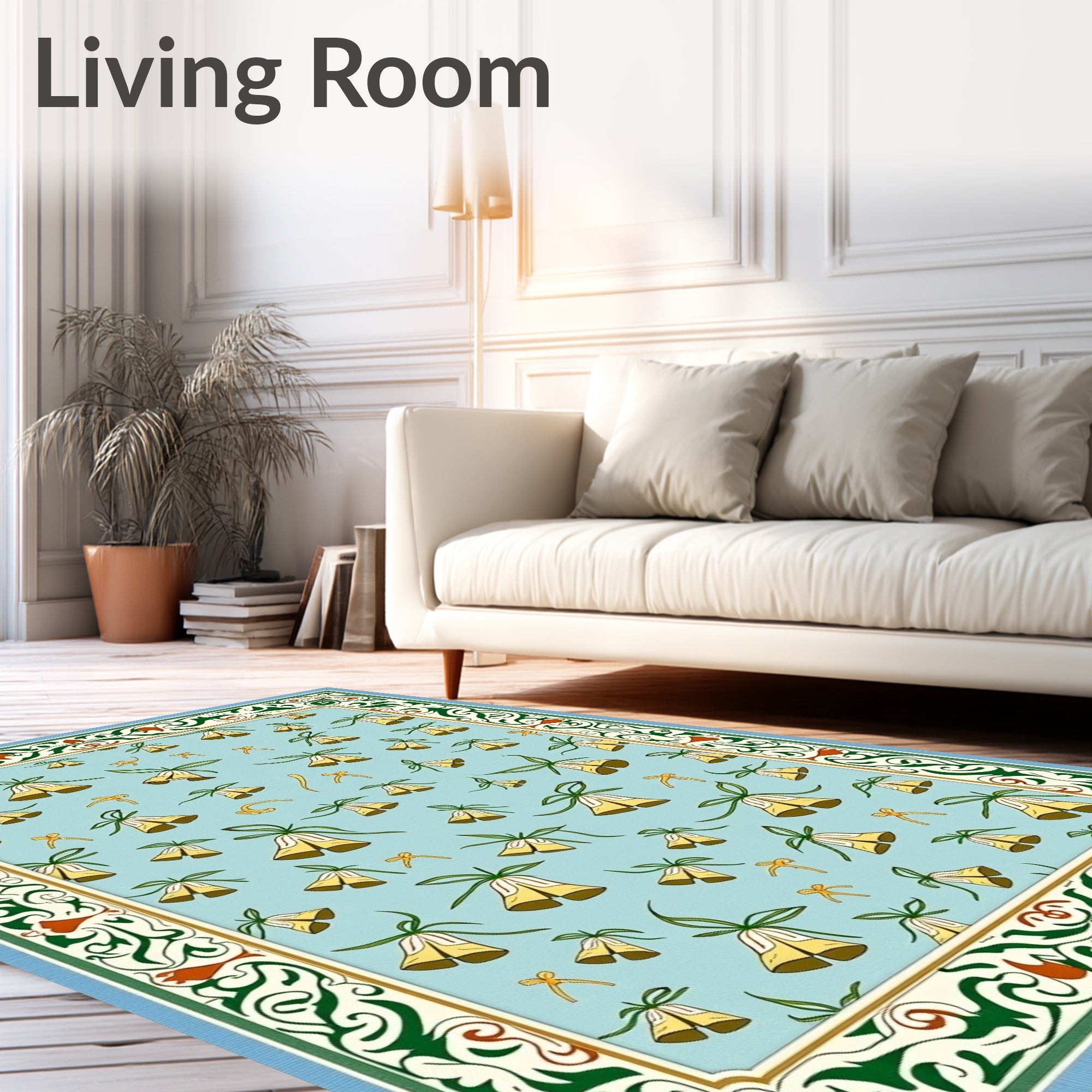 Blue Bell Blossom Border Rug