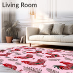 Crimson Roosters Fern Foliage Blend Rug