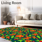 Bold Orange Floral Berry Garland Rug
